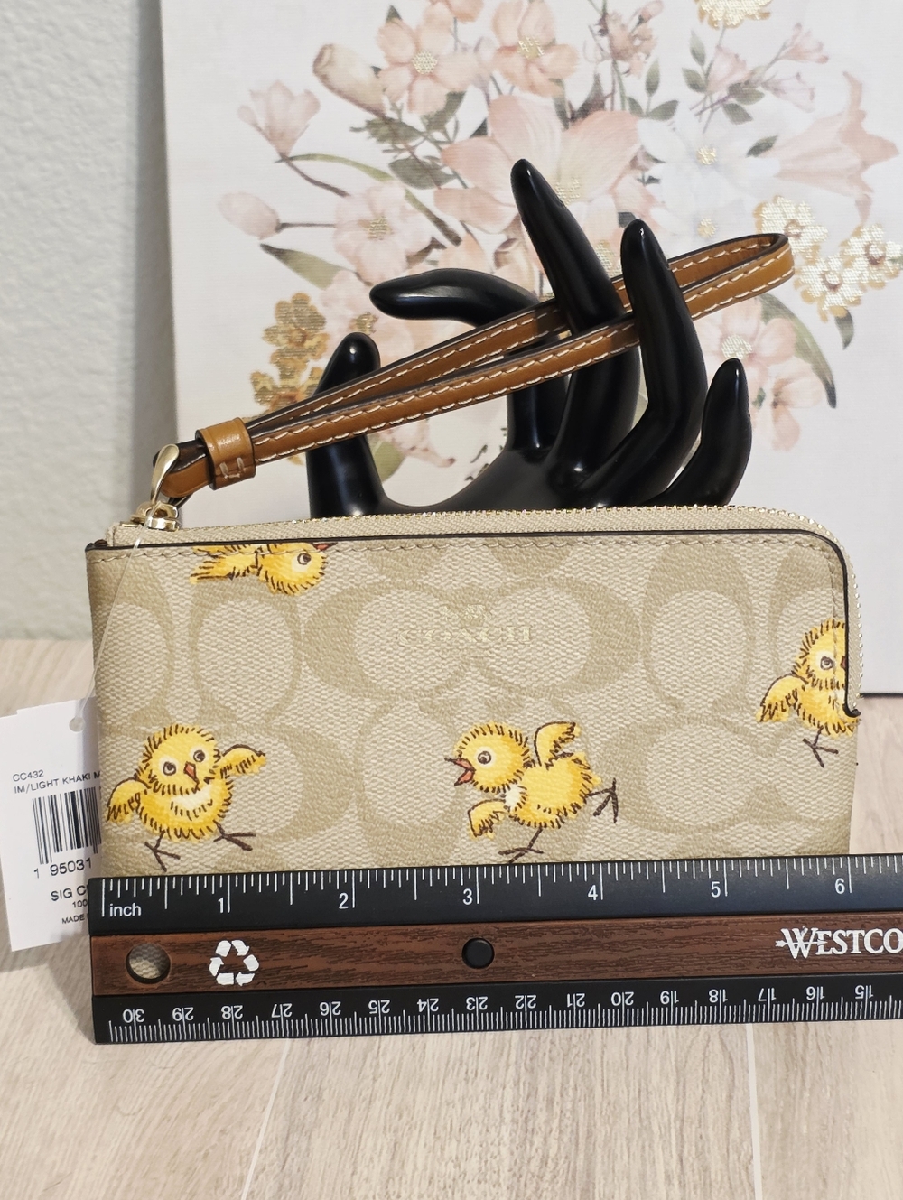 NEW Coach Chicks Wristlet Signature Monogram Card ID holder CC432 Chickens Khaki - Picture 13 of 15